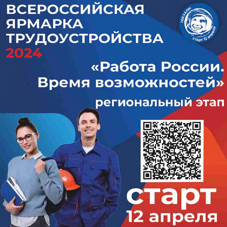 12 апреля состоится региональный этап Всероссийской ярмарки трудоустройства "Работа России. Время возможностей"